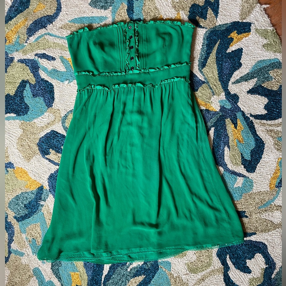 Anthro Silk Strapless Dress